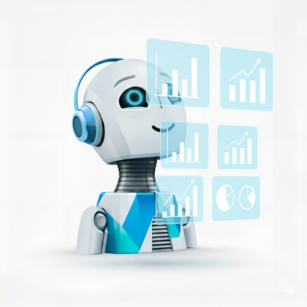 robotti katsoo tilastoja