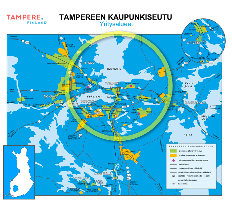 Business Tampere Finland Yritysalueet