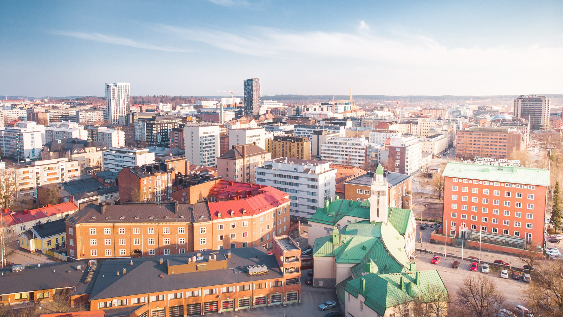 Visit Tampere City center drone view Photo: Laura Vanzo