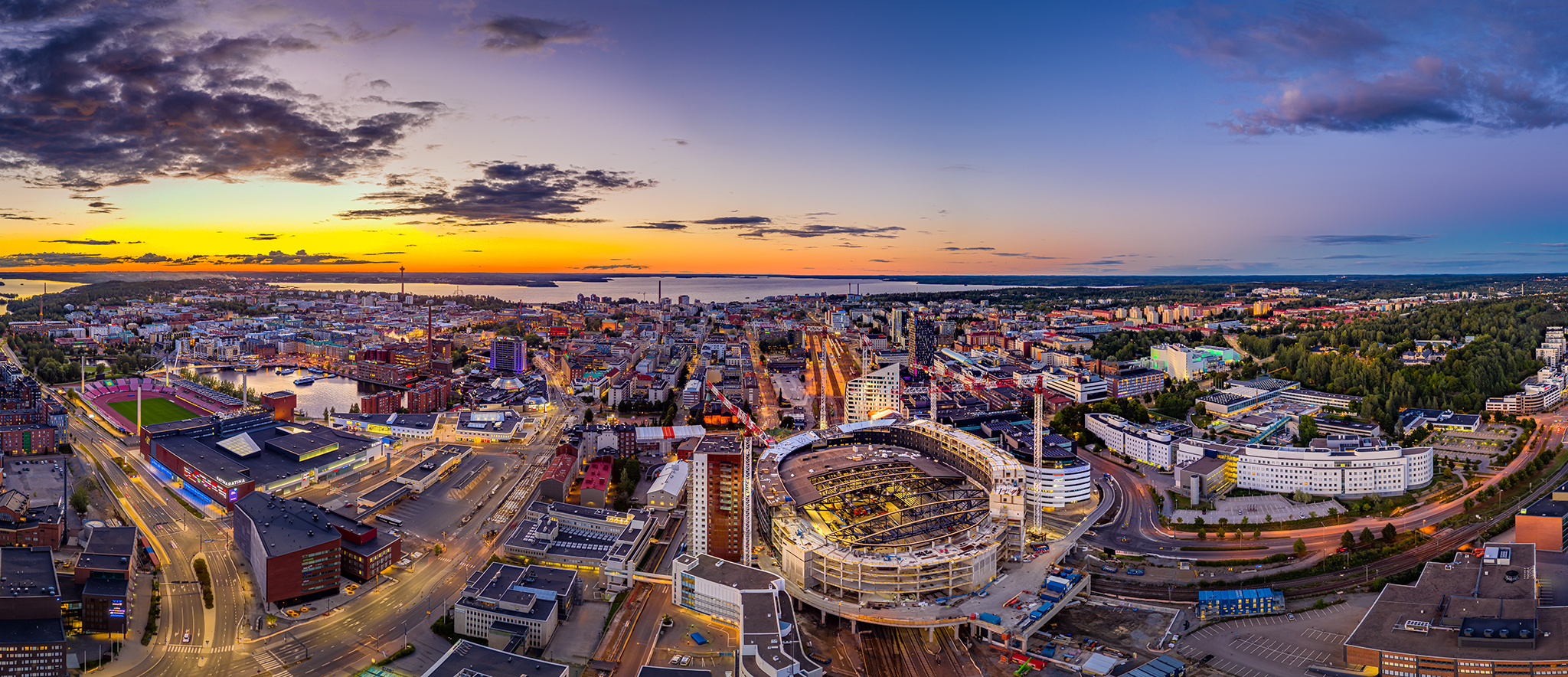 Tampere city skyview with arena. Photo: Marko Kallio